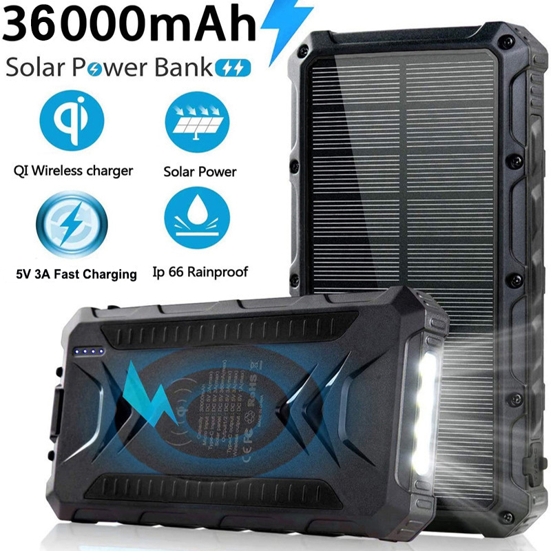 36000mAh Solar Power Bank Fast - Usb Charger Dynamo review and price