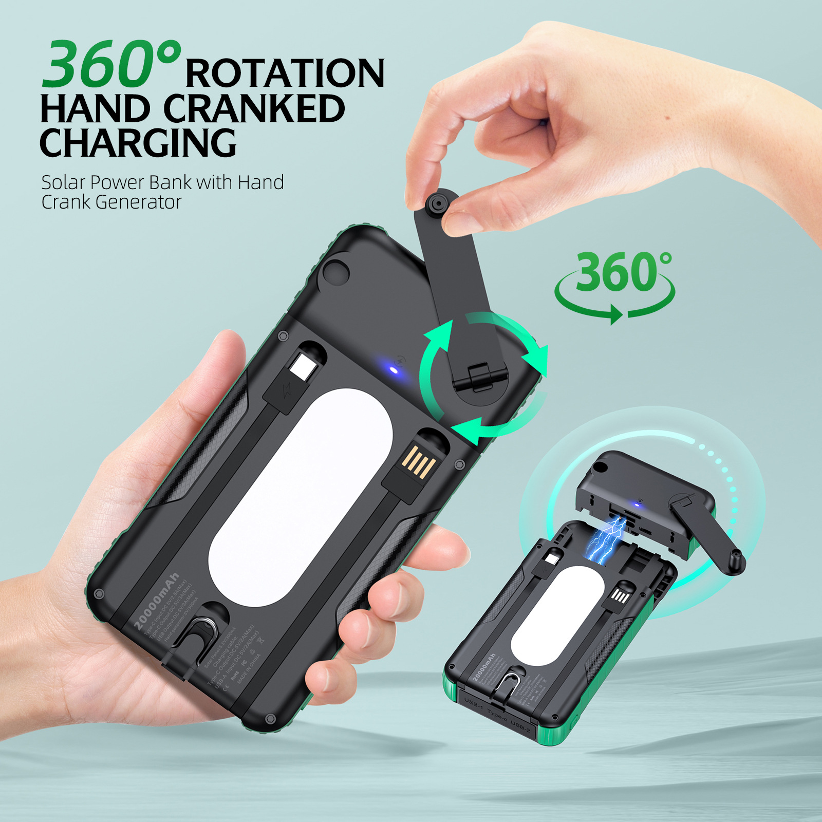 Hand Crank Solar Power Bank Ou - Usb Charger Dynamo review and price